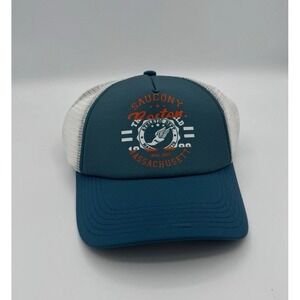 Saucony Boston‎ Hat Cap Retro Trucker Style Snapback Mesh Blue White